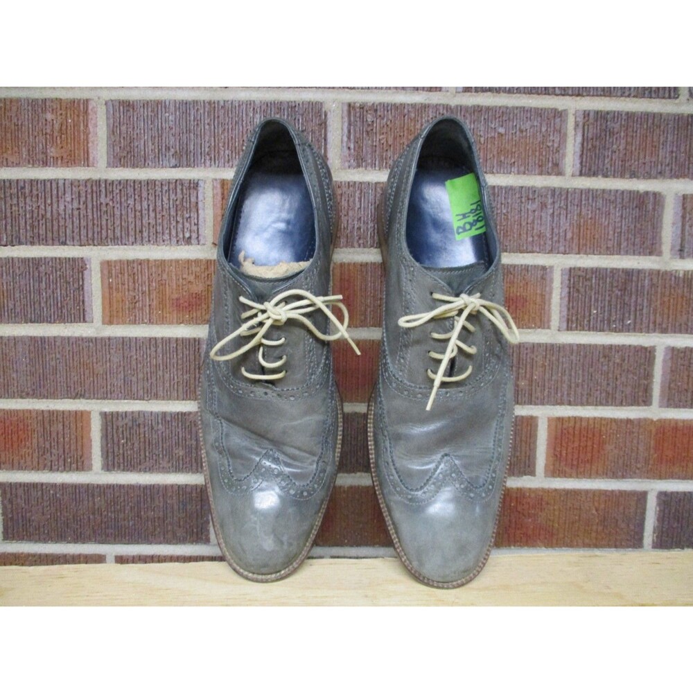 Cole Haan Mens Gray Leather Wingtip Oxford Dress Shoes C25125 Preppy 12 M - Picture 4 of 15